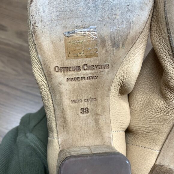 Officine Creative Women's Leather Block Sandals Heels Neutral Color 8 - Picture 10 of 12